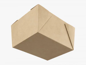 Kraft Paper Take-Away Container Closed 3D Model