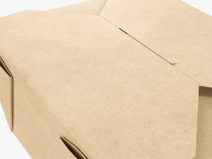 Kraft Paper Take-Away Container Closed 3D Model