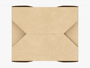 Kraft Paper Take-Away Container Closed 3D Model