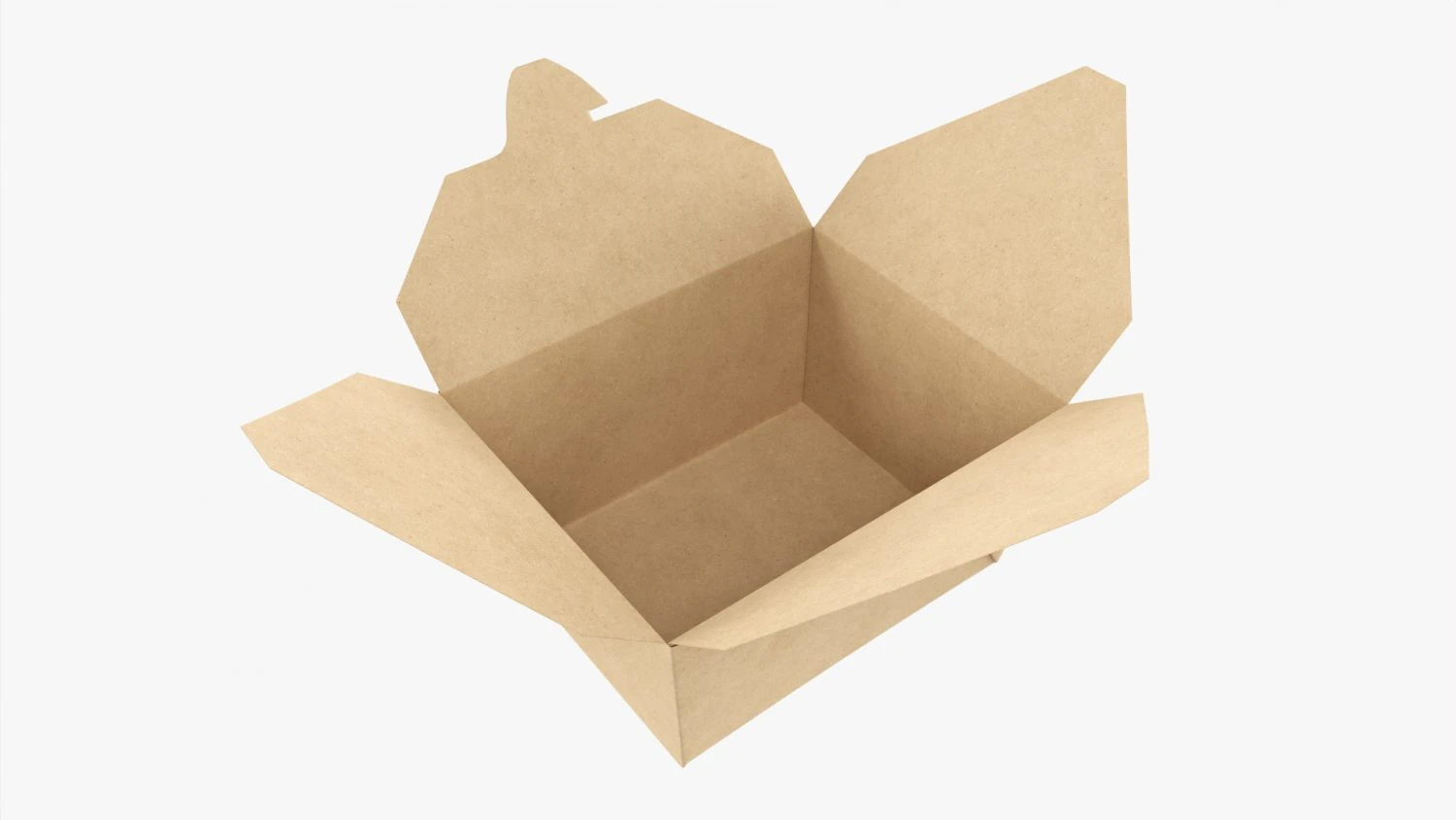 Kraft Paper Take-Away Container Open 3D Model .c4d .max .obj .3ds .fbx .stl .blend 