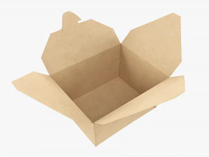 Recipiente para viagem de papel Kraft aberto Modelo 3D