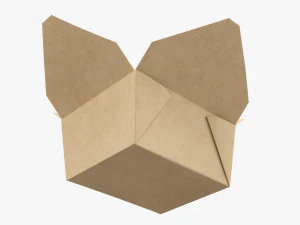 Kraft Paper Take-Away Container Open 3D Model