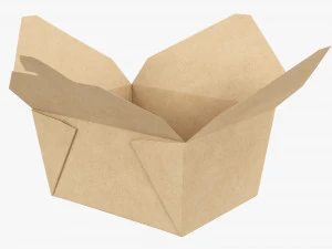 Kraft Paper Take-Away Container Open 3D Model