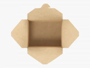 Kraft Paper Take-Away Container Open 3D Model