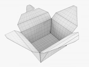 Kraft Paper Take-Away Container Open 3D Model