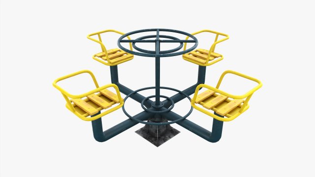 Merry-Go-Round 4-Seat 3D Model .c4d .max .obj .3ds .fbx .stl .blend 