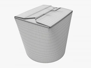 Microwavable Paper Take-Away Container Closed 3D Model