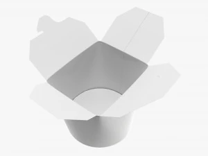 Microwavable Paper Take-Away Container Open 3D Model