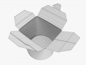 Microwavable Paper Take-Away Container Open 3D Model