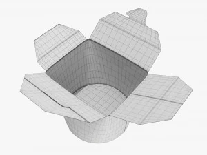 Microwavable Paper Take-Away Container Open 3D Model
