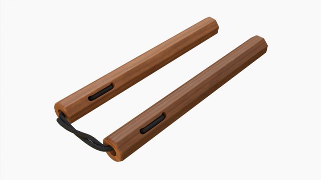 Nunchaku Octagonal Wood Lace 3D 모델 .c4d .max .obj .3ds .fbx .stl .blend 