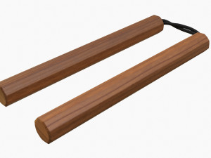 Nunchaku Octagonal Wood Lace 3D 모델