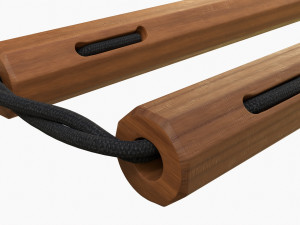 Nunchaku Octagonal Wood Lace 3D 모델