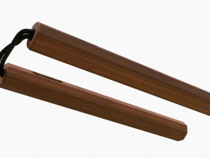 Nunchaku Octagonal Wood Lace 3D Model