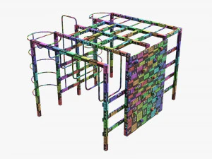 Outdoor Playground Mountain Stairs Set 3D Model