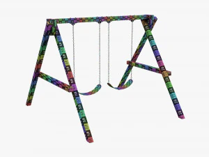 Outdoor Playground Swing Set 01 3D Model