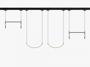 Outdoor Playground Swing Set 02 3D Model