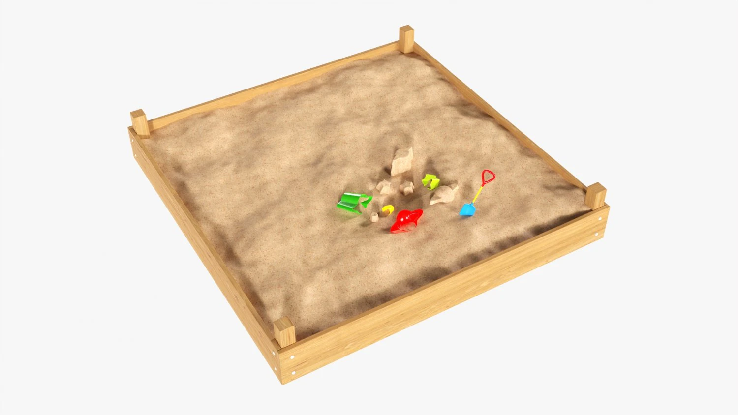 Outdoor Sandbox With Toys 3D Model .c4d .max .obj .3ds .fbx .stl .blend 