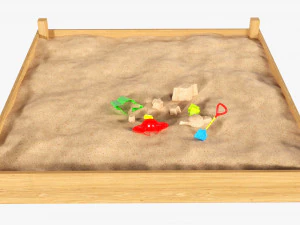 Outdoor Sandbox With Toys 3D Model