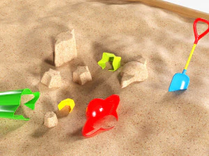 Outdoor Sandbox With Toys 3D Model