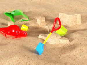 Outdoor Sandbox With Toys 3D Model