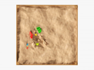 Outdoor Sandbox With Toys 3D Модель
