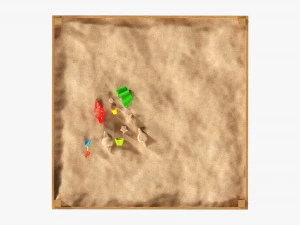 Outdoor Sandbox With Toys 3D Model