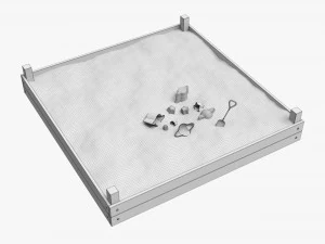 Outdoor Sandbox With Toys 3D Model