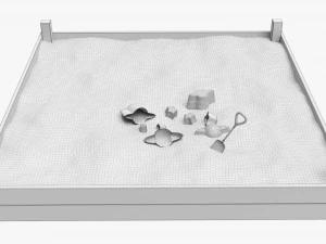 Outdoor Sandbox With Toys 3D Model