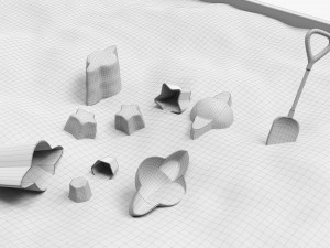 Outdoor Sandbox With Toys 3D Модель
