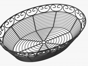 Oval Black Metal Basket Model 3D