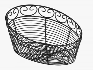 Oval Black Metal Basket 3D Model