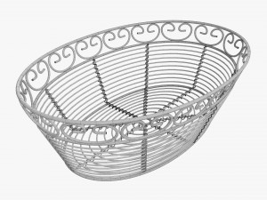 Oval Black Metal Basket Model 3D