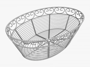 Oval Black Metal Basket 3D Model