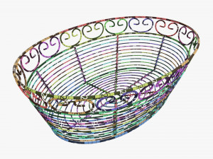 Oval Black Metal Basket Model 3D