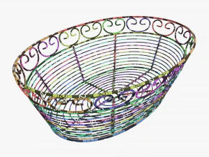Oval Black Metal Basket 3D Model