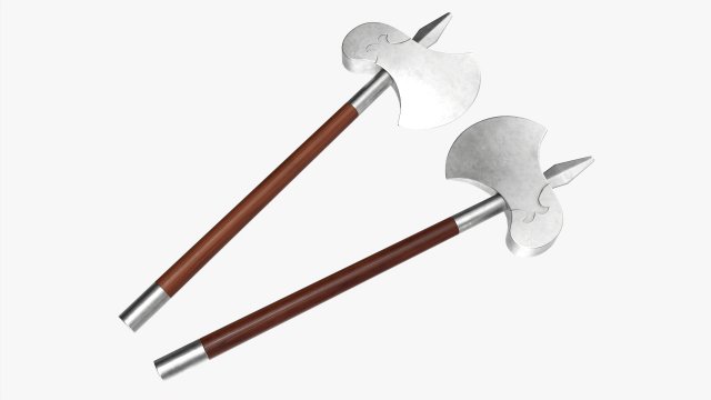 Single Blade Axe Pair Model 3D .c4d .max .obj .3ds .fbx .stl .blend 