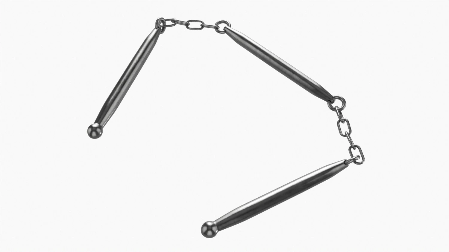 Staff Three Sectional Short Metal 3D Model .c4d .max .obj .3ds .fbx .stl .blend 