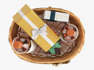 Wine Bottle In Wicker Wooden Basket 02 Modelo 3D