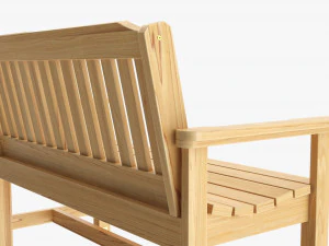 Wood Outdoor Garden Bench 3D Model