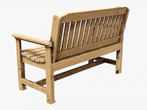 Wood Outdoor Garden Bench Dirty Model 3D