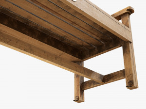 Wood Outdoor Garden Bench Dirty Model 3D