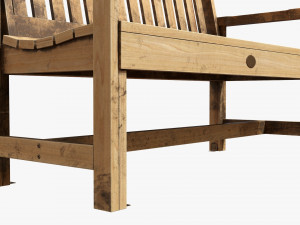 Wood Outdoor Garden Bench Dirty Model 3D