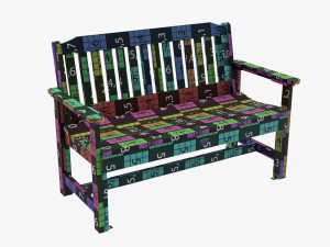 Wood Outdoor Garden Bench Dirty Model 3D