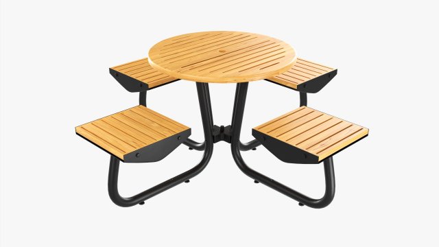 Wood Outdoor Umbrella Table With 4 Seats Modelo 3D .c4d .max .obj .3ds .fbx .stl .blend 