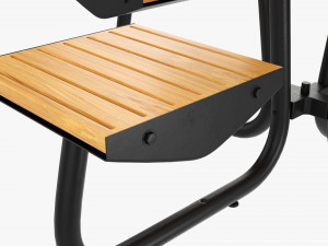 Wood Outdoor Umbrella Table With 4 Seats Modelo 3D