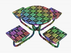 Wood Outdoor Umbrella Table With 4 Seats Modelo 3D