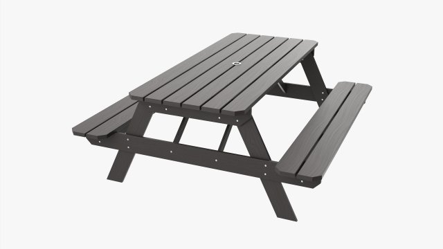 Wood Picnic Table Dark Modelo 3D .c4d .max .obj .3ds .fbx .stl .blend 