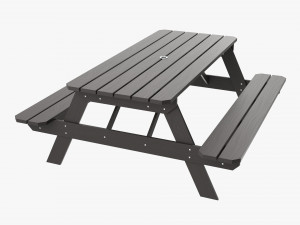 Wood Picnic Table Dark 3D Model