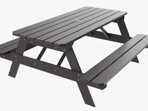 Wood Picnic Table Dark 3D Model